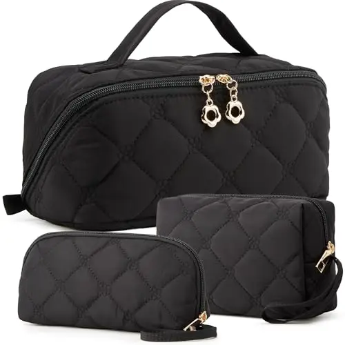YTL Travel Makeup Bag: Organizador de Cosméticos de Diseño Abierto, 3 Piezas para Viajes