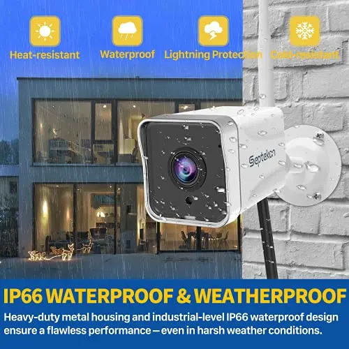 Septekon Cámara de Seguridad Exterior 2K con Detección de Movimiento y Visión Nocturna - imagen 5