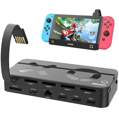 Estación Base Unitek para Nintendo Switch con Salida 4K HDMI, Carga y Múltiples Puertos
