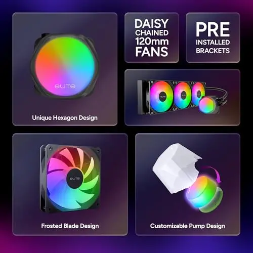 Cooler Master Elite Liquid 360: Refrigeración AIO 360mm con 3 Ventiladores ARGB y Diseño de Bomba Doble Cámara - imagen 2