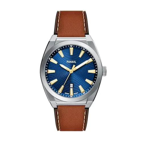 Reloj Fossil Everett para Hombre: Diseño Deportivo, 50m Resistente al Agua y Correa de Cuero