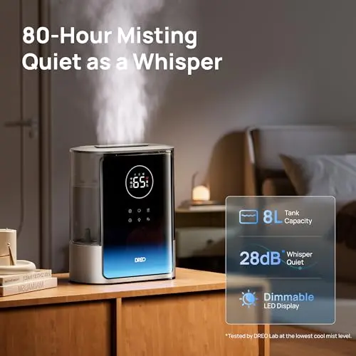 Humidificador Inteligente Dreo 8L para Habitaciones Grandes, 80H, Nebulización Fría y Cálida - imagen 4