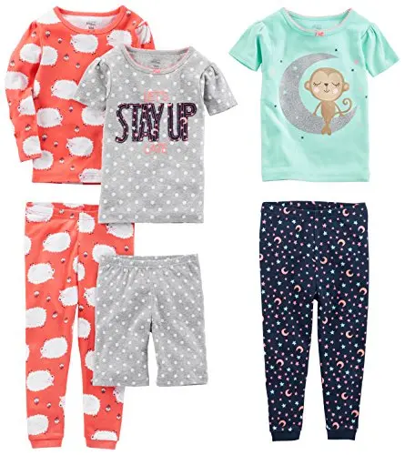 Set de Pijamas de Algodón para Bebé Simple Joys by Carter's de 6 Piezas, 6-9 Meses