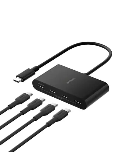 Adaptador Hub USB-C Belkin 100W: 4 puertos, 10Gbps y carga rápida para Laptop y iPad