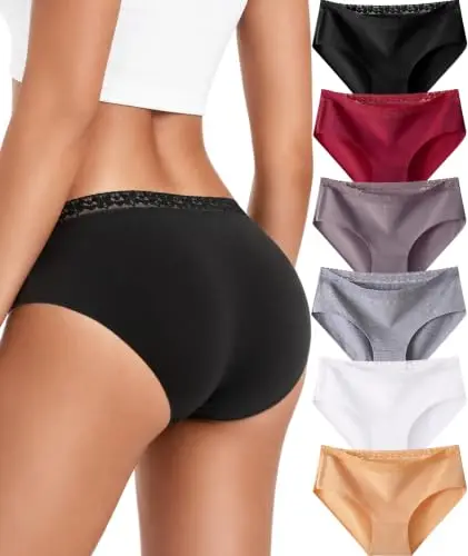 Pack de 6 Braguitas Bikinis READY TO LOVE: Concha de Algodón y Cintura de Encaje