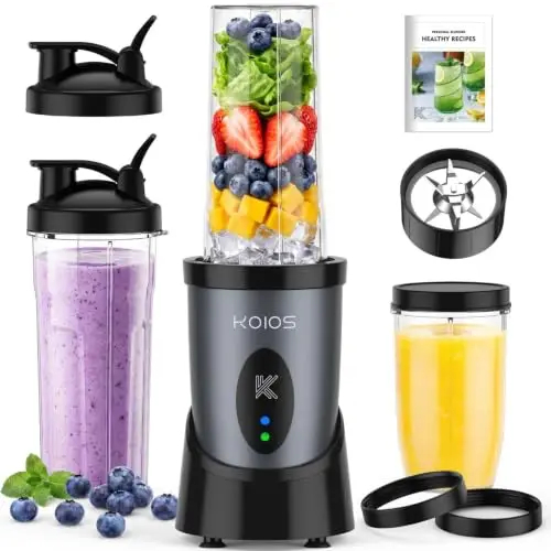 Licuadora KOIOS de 900W con 3 Tazas Portátiles para Smoothies en Casa