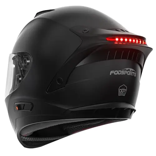 Casco Integral Fodsports FS90 para Motocicleta con Visera Doble y Luz LED, Aprobado DOT y ECE.
