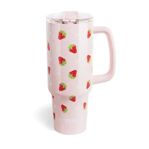YOME 40oz Tumbler de Acero Inoxidable con Asa y Popote | Aislamiento para Bebidas Frías