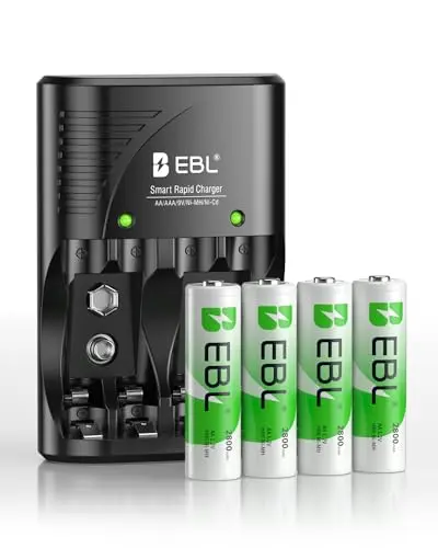 Cargador EBL 4-Bay para Baterías AA/AAA NiMH con 4 Baterías Recargables