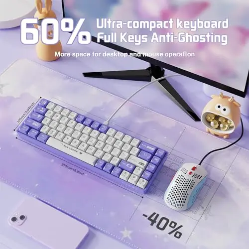Combo Teclado y Ratón AJAZZ AK680 Mecánico 60% RGB, Hot-Swappable y Antighosting - imagen 2