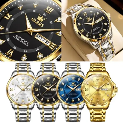 Reloj OLEVS CZ Negro Analógico para Hombre: Elegancia, Resistencia y Estilo - imagen 4