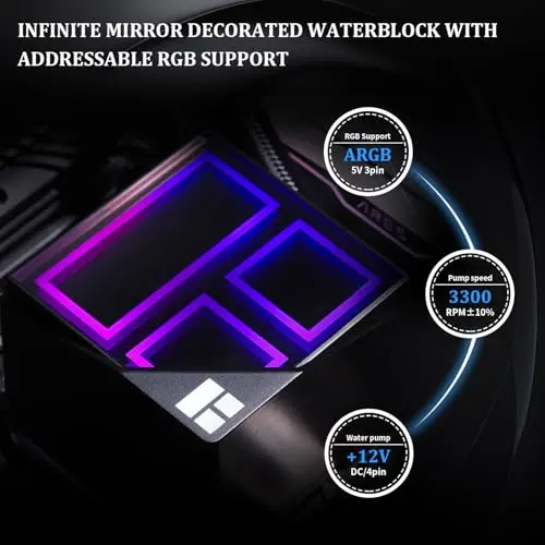 Refrigerador de agua Thermalright Frozen Infinity 360 BLACK con triple ventilador RGB de 124mm - imagen 4