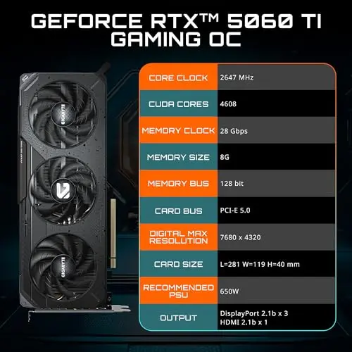 GIGABYTE GeForce RTX 5060 Ti Gaming OC 8GB: Rendimiento y velocidad con tecnología DLSS 4 - imagen 2