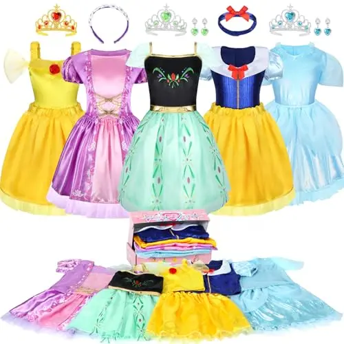 Conjunto de Vestuario de Princesa LIMIROLER: 5 Looks Mágicos y Accesorios Incluidos