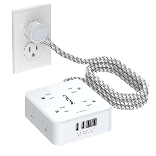 Regleta de Protección CHCORE 5FT: 8 Salidas AC y 4 Puertos USB (2 USB-C) para Carga Rápida
