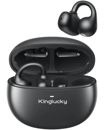 Kinglucky Auriculares con Clip Mejorados Ajuste Cómodo y Sonido Cristalino, 50H de Reproducción Auriculares Abiertos Bluetooth 5.4 Inalá