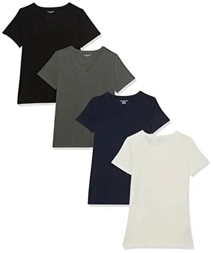Camiseta Básica Amazon Essentials de Corte Regular, 4-pack, Algodón Modal, X-Large