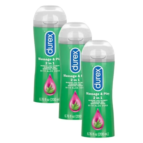 Durex Soothing Massage & Play 2 en 1: Gel de masaje y lubricante íntimo con Aloe Vera, 6.76 oz.