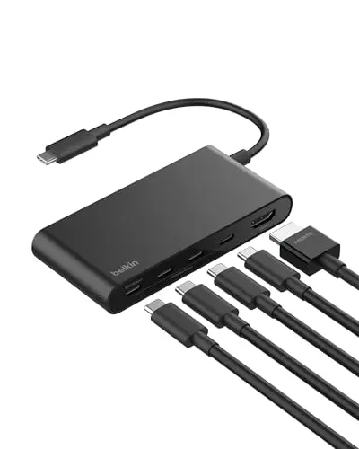 Hub USB-C Belkin 5 Puertos 4K HDMI 100W PD para MacBook y más