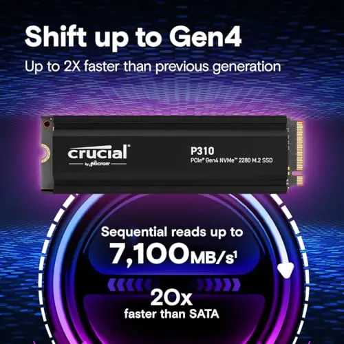 Crucial P310 4TB PCIe Gen4 M.2 SSD hasta 7,100MB/s con disipador y oferta de Acronis - imagen 2