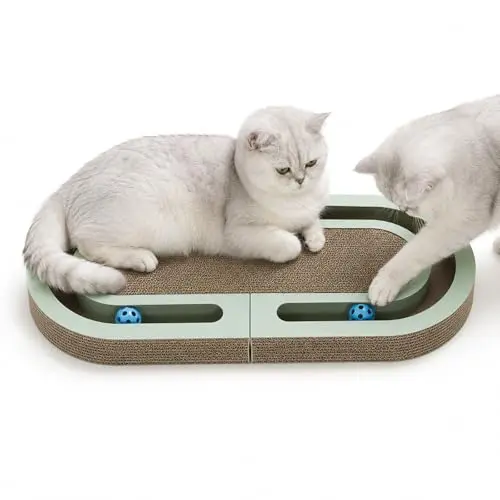 Rascador Interactivo para Gatos - 26" Grande, Doble Cara con Canales de Jugar