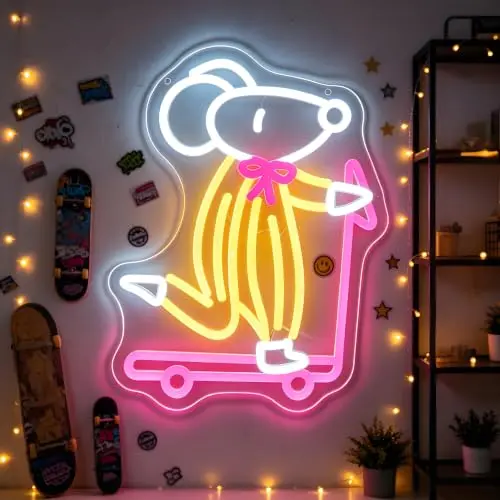 Luz Neon Rato en Patineta para Decoración de Pared - Diseño Único y Regulable