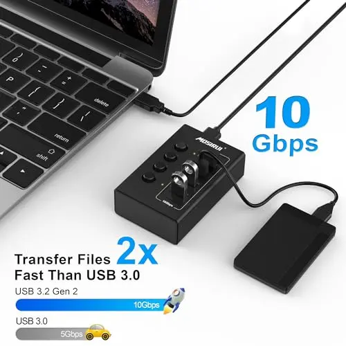 Hub USB 3.2 de 4 puertos con adaptador multiport y switches independientes - imagen 3