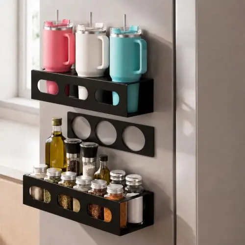 Organizador Magnético 2 en 1 para Refrigerador - Incluye Soporte para Tazas, 2 Piezas