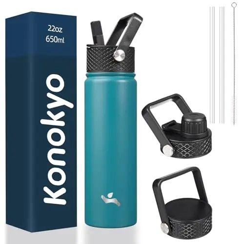 Botella de Acero Inoxidable Konokyo 22 oz: Aislamiento y Tapa de Sorbo