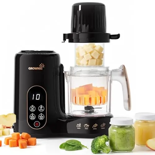 GROWNSY Procesador de Alimentos para Bebés: Vaporiza y Mezcla en 1 Dispositivo