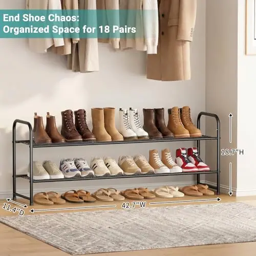 Estante de Zapatos AOODA: Organizador Apilable para 18 Pares, Metal Resistente y Ajustable - imagen 2