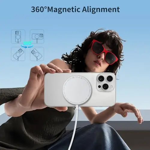 Cargador Magnético 15W para iPhone con Adaptador PD 25W, Compatible con MagSafe y Qi2 - imagen 5