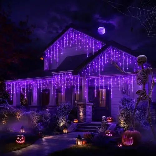 FLVOECN 720 LED 65FT Luces Moradas de Halloween, Con Temporizador y 8 Modos