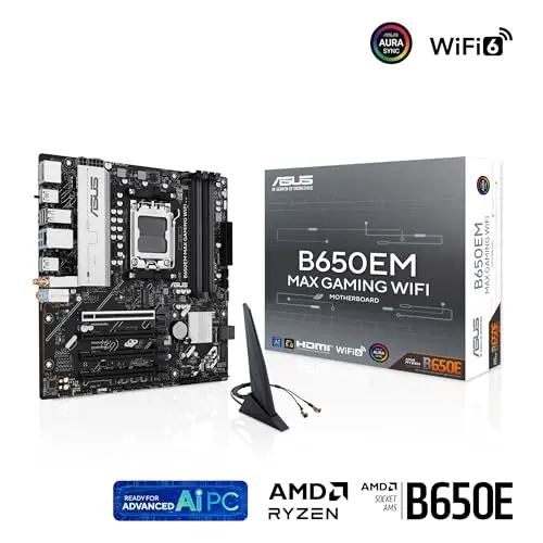 Placa base ASUS B650EM MAX Gaming WiFi: AMD B650, DDR5, PCIe 5.0, 3x M.2, WiFi 6 - imagen 5
