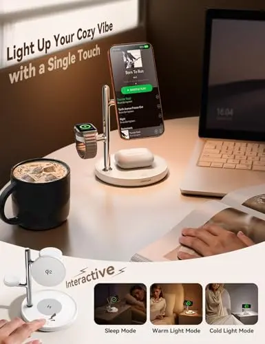 Estación de Carga 4-en-1 MagSafe JOYROOM 15W: Carga Rápida y Lámpara Táctil - imagen 4