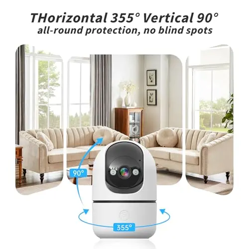Cámara Indoor JWQPO 5G/2.4G: Monitoreo 360°, Visión Nocturna y Alertas Emergencia 911 - imagen 4