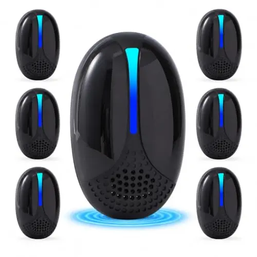Repelente Ultrasonido Mejorado BLK 6P: Control de Plagas Sin Químicos y Cobertura de Hasta 1,600 Pies²