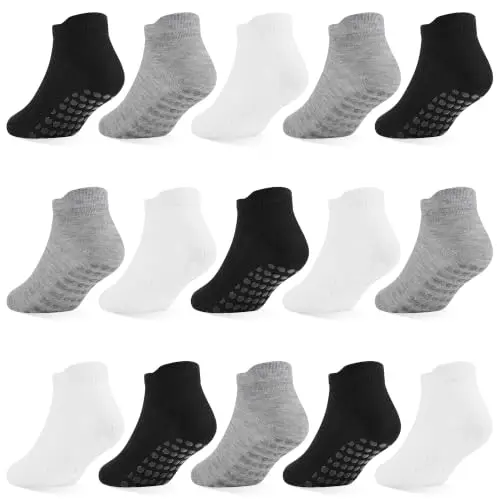 LIFPAU Calcetas Antideslizantes para Niños, 15 Pares de Calcetines con Agarre para 1-3 Años
