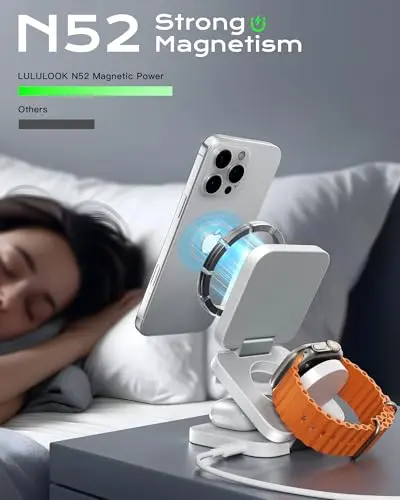 Cargador Inalámbrico 3 en 1 Qi2: Carga Rápida de 15W para iPhone, Apple Watch y AirPods - imagen 5