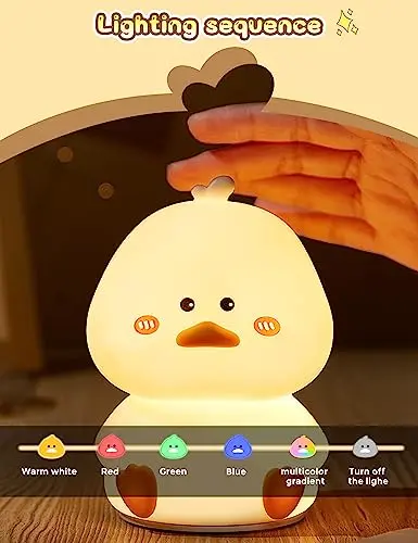 L LOHAS LED Lámpara Nocturna de Patito Kawaii, 16 Colores, Control Remoto, Recargable por USB - imagen 3