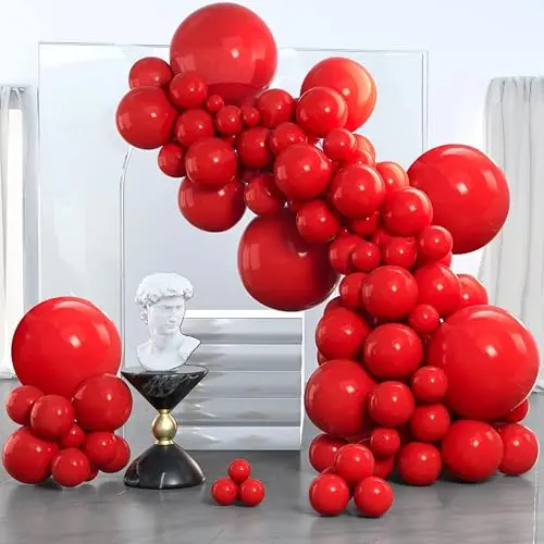 PartyWoo 140 Globos Rojos de Diferentes Tamaños: 18, 12, 10 y 5 Pulgadas