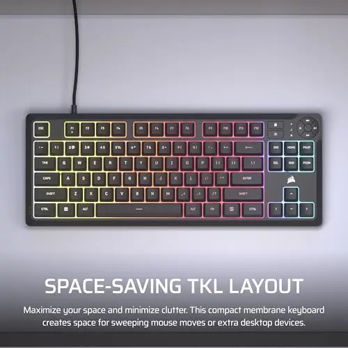 Teclado Gaming Corsair K55 CORE TKL RGB: Compacto, 8 zonas RGB, Resistente a derrames - imagen 3