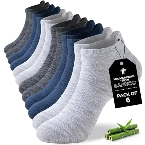 Calcetines Tobilleros Niorasen para Hombre y Mujer, 6 Pares de Rayón de Bambú Multicolor