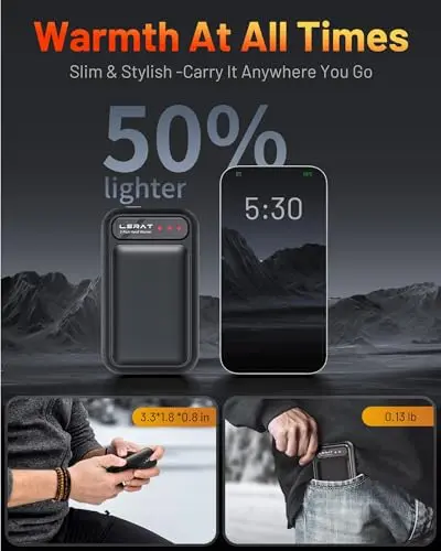 Calentadores de Manos Recargables Lerat: 2 en 1, Calor Rápido y Portátil para Interiores y Exteriores - imagen 3