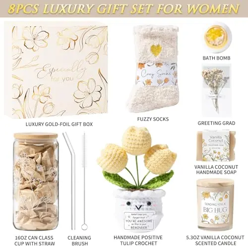 Cesta de Regalos para Mujeres: Kit de Auto-Cuidado, Regalos Inspiradores y Detalles Únicos - imagen 2