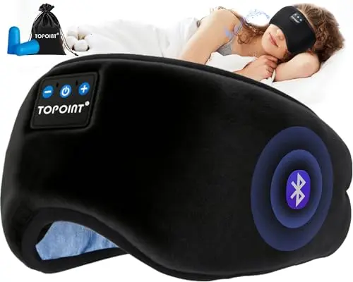 Máscara de Sueño TOPOINT con Auriculares Bluetooth 5.4: Comodidad Total para Dormir y Meditar