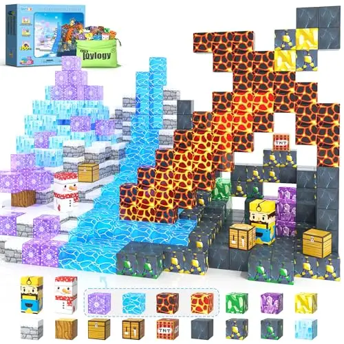 Bloques Magnéticos Gigantes 100 PCS: Aventura en Cuevas de Hielo y Magia para Niños de 3 a 12 Años