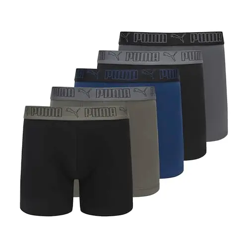 PUMA 5-Pack de Boxer Briefs para Hombre - Olive/Negro/Azul/Gris, Talla Pequeña