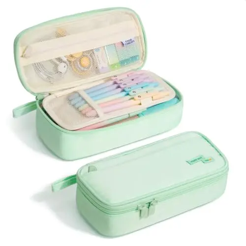 Estuche Grande Cuatro Candies: 5 Compartimentos para Organizar Lápices y Bolígrafos