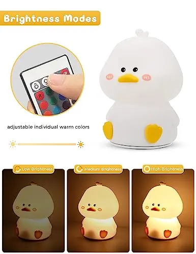 L LOHAS LED Lámpara Nocturna de Patito Kawaii, 16 Colores, Control Remoto, Recargable por USB - imagen 4